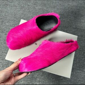 Marni Pink Plush Mules